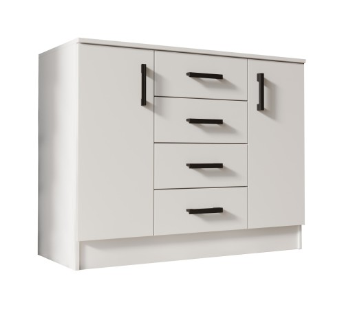 Комод Эко 4 ящ 2 дв, белый гладкий