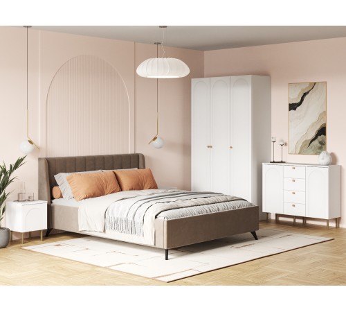 Комод Ванесса 2 дв 4 ящ, белый/золото