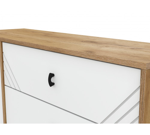 Комод Кайло 3 ящ 1 дв, дуб золотой/белый матовый