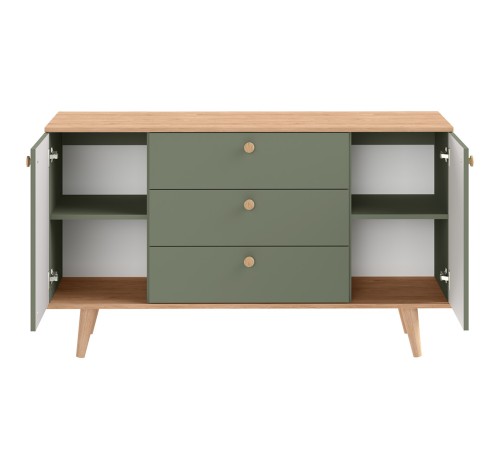Комод Маттиас, дымчатый зеленый/гикори Рокфорд натуральный/белый шагрень