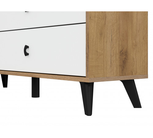 Комод Кайло 3 ящ 1 дв, дуб золотой/белый матовый