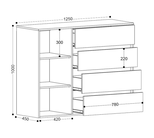 Комод Нильс, дуб эльза/темно-серый лофт