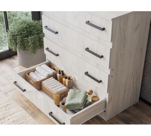 Комод Стандарт 6, дуб крафт белый