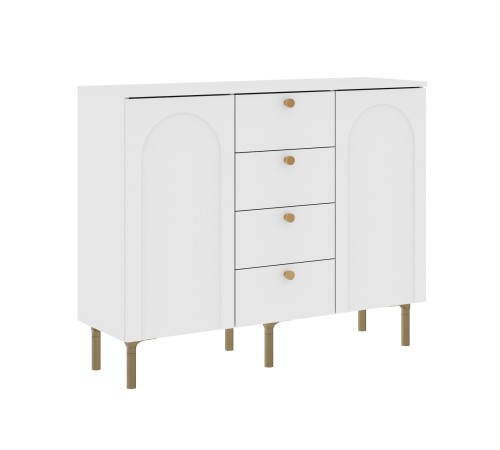 Комод Ванесса 2 дв 4 ящ, белый/золото