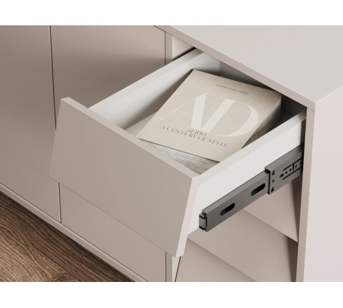 Комод Степ 4 ящ 3 дв, кашемир/черный