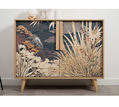 Комод Току, гикори Рокфорд натуральный/белый шагрень