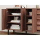 Комод Степ 4 ящ 3 дв, орех табак/черный
