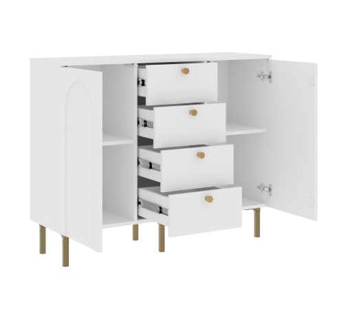 Комод Ванесса 2 дв 4 ящ, белый/золото
