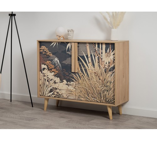 Комод Току, гикори Рокфорд натуральный/белый шагрень