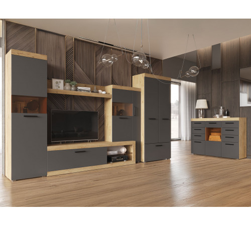 Комод Бастон, дуб вотан/графит