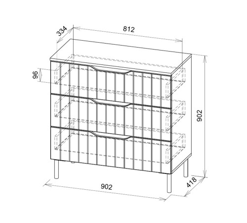 Комод 3 ящ Памир, меланж