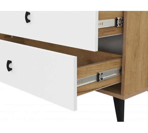 Комод Кайло 3 ящ 1 дв, дуб золотой/белый матовый