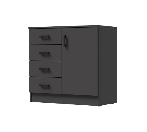 Комод Эко 4 ящ 1 дв, графит
