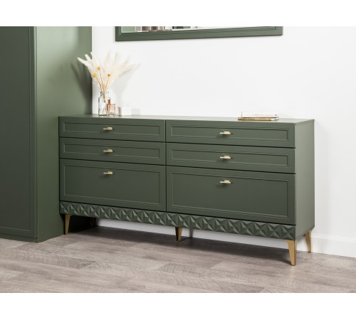 Комод Марион 16.256, дымчатый Зеленый/олива шагрень/Белый шагрень