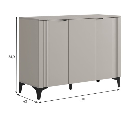 Комод 3 дв Рич, кашемир/фрапучино матовый/черный