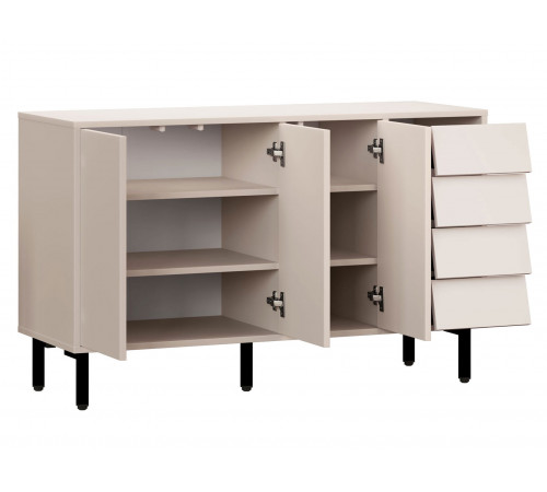 Комод Степ 4 ящ 3 дв, кашемир/черный