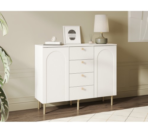 Комод Ванесса 2 дв 4 ящ, белый/золото