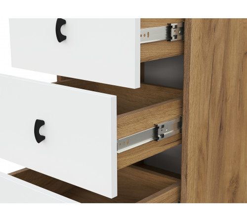 Комод Кайло 5 ящ, дуб золотой/белый матовый