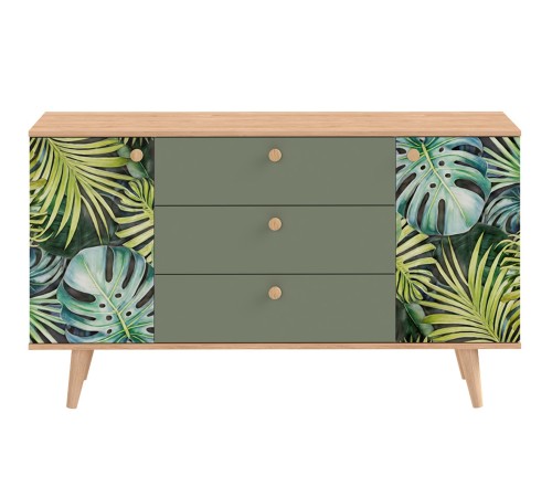 Комод Маттиас, дымчатый зеленый/гикори Рокфорд натуральный/белый шагрень