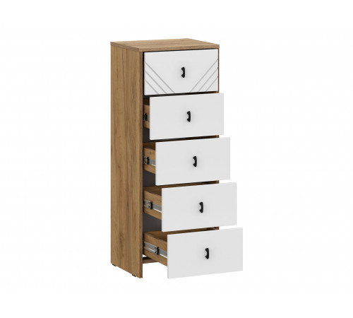 Комод Кайло 5 ящ, дуб золотой/белый матовый