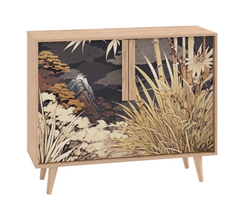 Комод Току, гикори Рокфорд натуральный/белый шагрень