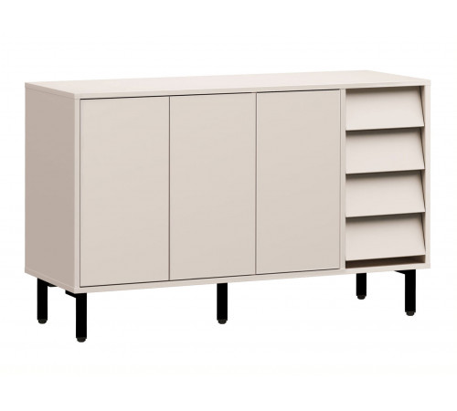 Комод Степ 4 ящ 3 дв, кашемир/черный