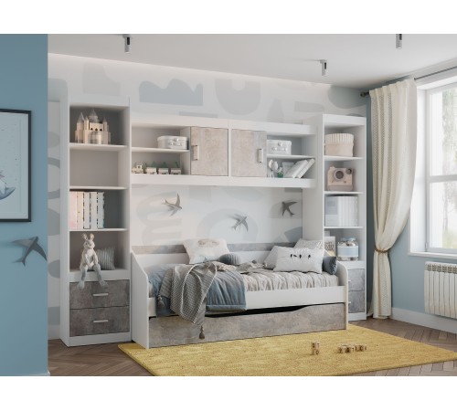 Комплект детской мебели Паскаль 3, белый/цемент светлый Комплект детской мебели Паскаль 3, белый/цемент светлый