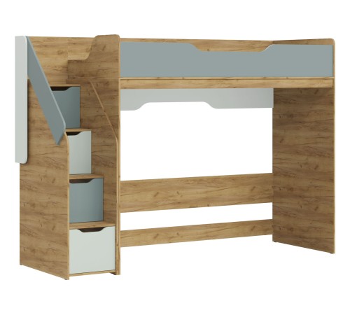 Комплект детской мебели Рич 5, дуб крафт золотой/пастельный зеленый/сумеречный голубой