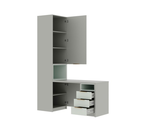 Комплект детской мебели Джерси 2, шиншилла серый/скай матовый/пастельный зеленый