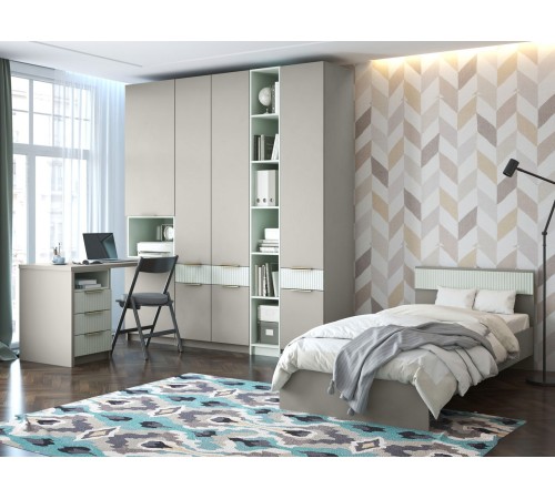 Комплект детской мебели Джерси 2, шиншилла серый/скай матовый/пастельный зеленый