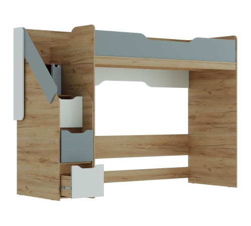 Комплект детской мебели Рич 5, дуб крафт золотой/пастельный зеленый/сумеречный голубой