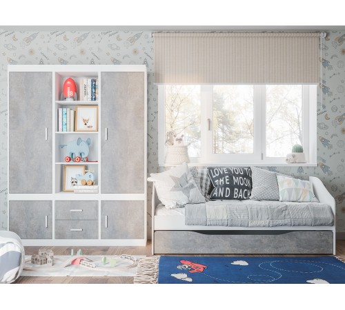 Комплект детской мебели Паскаль 1, белый/цемент светлый Комплект детской мебели Паскаль 1, белый/цемент светлый