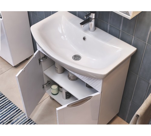 Комплект мебели для ванной Каллао 7 правый, белый глянец