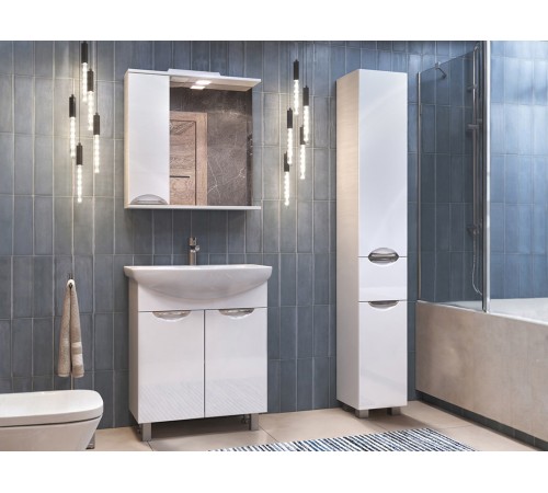 Комплект мебели для ванной Каллао 8 левый, белый глянец