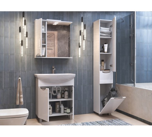 Комплект мебели для ванной Каллао 7 левый, белый глянец