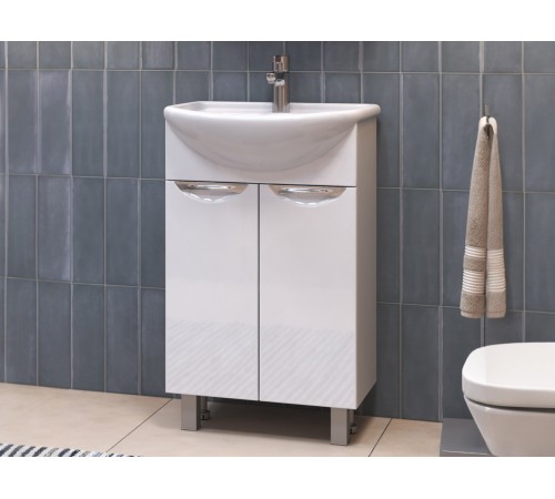 Комплект мебели для ванной Каллао 6 правый, белый глянец