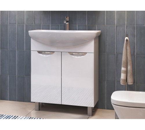 Комплект мебели для ванной Каллао 7 правый, белый глянец