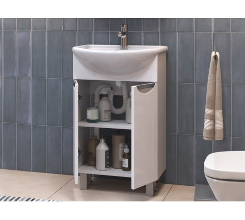 Комплект мебели для ванной Каллао 6 правый, белый глянец