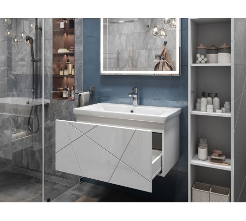 Комплект мебели для ванной Геометрия 2, белый