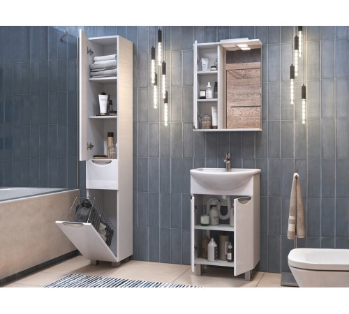 Комплект мебели для ванной Каллао 6 левый, белый глянец