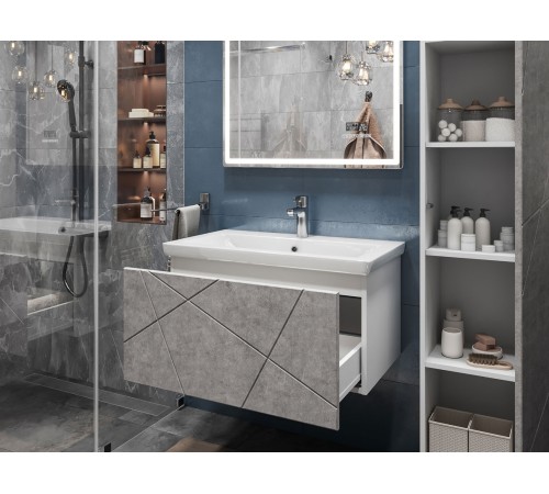 Комплект мебели для ванной Геометрия 2, бетон