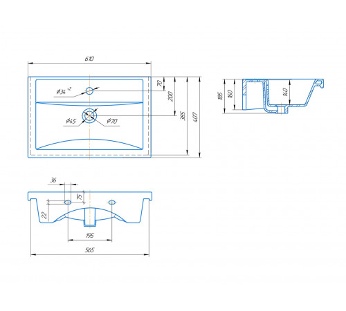 Комплект мебели для ванной Фуста 60 см, дуб золотой