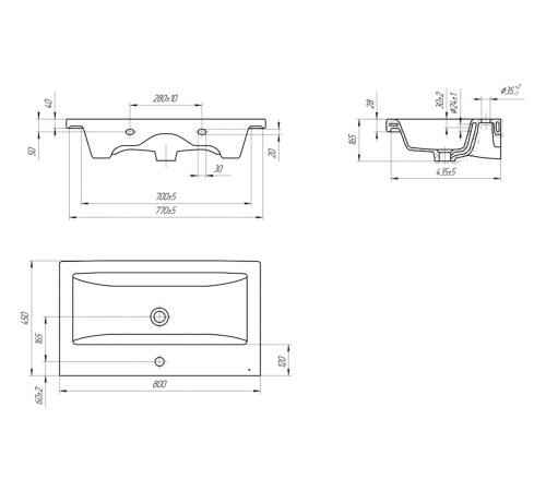 Комплект мебели для ванной Геометрия 3, бетон