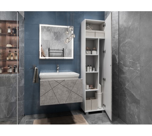 Комплект мебели для ванной Геометрия 1, бетон