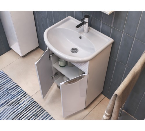 Комплект мебели для ванной Каллао 6 правый, белый глянец