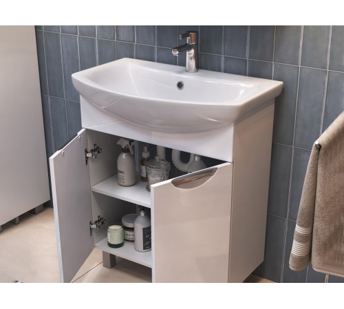 Комплект мебели для ванной Каллао 7 правый, белый глянец