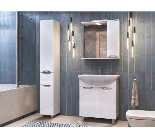 Комплект мебели для ванной Каллао 8 правый, белый глянец