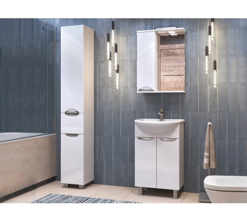 Комплект мебели для ванной Каллао 6 левый, белый глянец