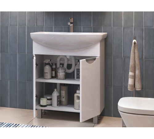 Комплект мебели для ванной Каллао 7 правый, белый глянец