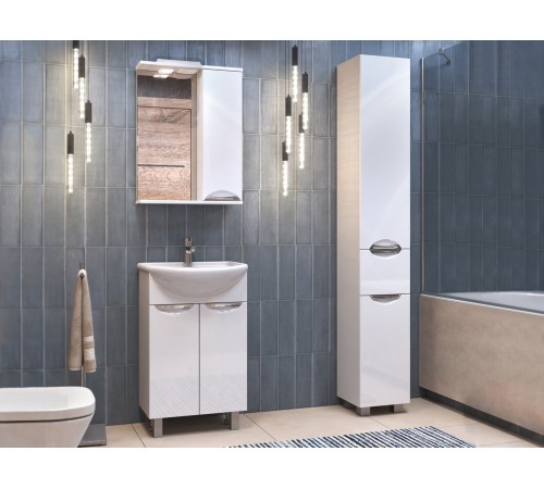 Комплект мебели для ванной Каллао 6 правый, белый глянец